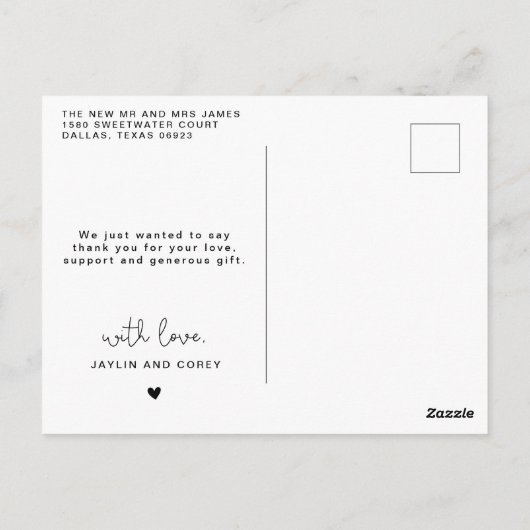 Moderne liefde en dank Calligraphy Script  Briefkaart (Achterkant)