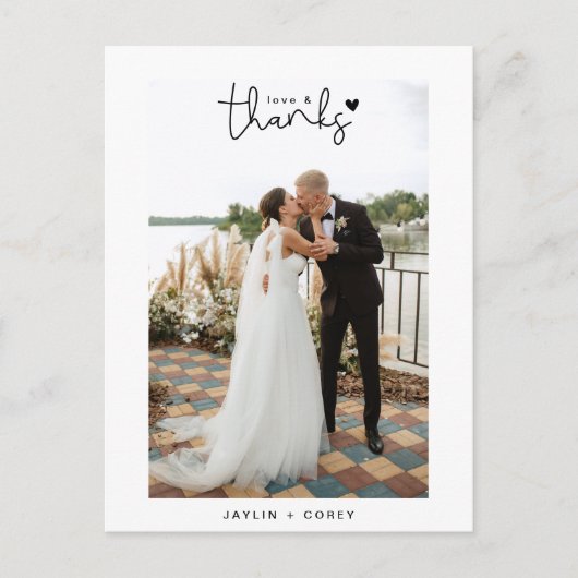 Moderne liefde en dank Calligraphy Script  Briefkaart (Voorkant)