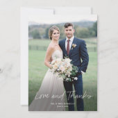Moderne Liefde en Dank Script Foto Huwelijk  Bedankkaart (Voorkant)