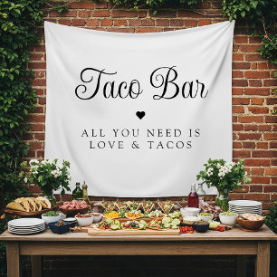 Moderne Liefde en Tacos Bruids Fiesta Teken Wandkleed
