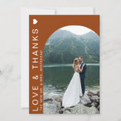 Moderne Liefde Foto Boog Terracotta Bedankkaart (Voorkant)