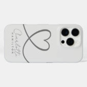 Moderne liefde hart gepersonaliseerde naam grijze Case-Mate iPhone case (Achterkant (horizontaal))
