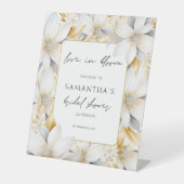 Moderne Liefde in Bloei Bloemige Welkom Bruiloft F Reclamebord Met Voetstuk (Voorkant)