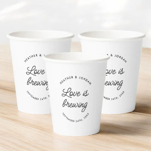 Moderne Liefde Is Bruisende Trouwkoffie of Thee Papieren Bekers