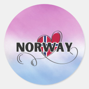 Moderne Liefde Noorwegen Vlag Scandinavië Souvenir Ronde Sticker