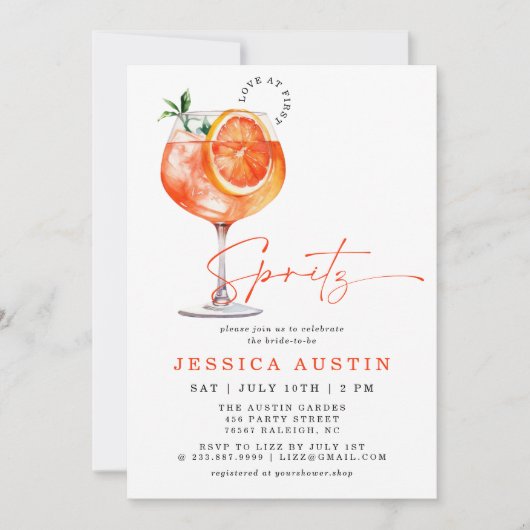 Moderne liefde op het eerste Spritz Vrijgezellenfe Kaart (Voorkant)