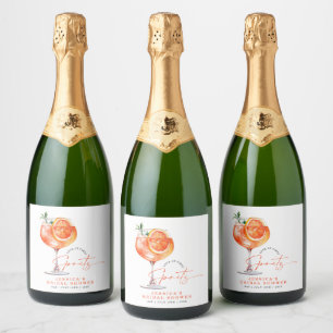 Moderne liefde op het eerste Spritz Vrijgezellenfe Sparkling Wijnetiket