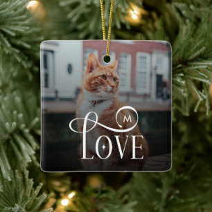 Moderne Liefde Op Maat Gemaakte Kat Huisdieren Fot Keramisch Ornament