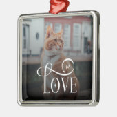 Moderne liefde op maat gemaakte kattenhuisdieren f metalen ornament (Links)
