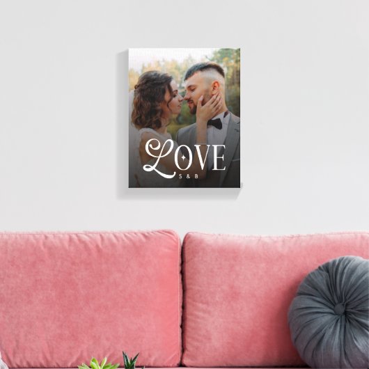 Moderne liefde op maat gemaakte trouwfoto koppels canvas afdruk (Insitu (Woonkamer))