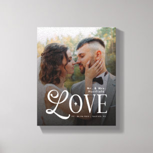 Moderne Liefde Op Maat Gemaakte Trouwfoto Koppels Canvas Afdruk