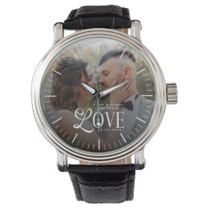Moderne liefde op maat gemaakte trouwfoto koppels horloge