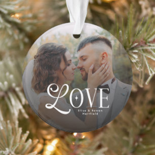 Moderne Liefde Op Maat Gemaakte Trouwfoto Koppels Ornament