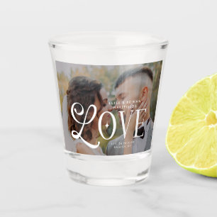 Moderne Liefde Op Maat Gemaakte Trouwfoto Koppels Shot Glas
