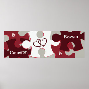 Moderne LIEFDE Puzzel Pieces Custom Namen Poster