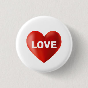Moderne LIEFDE Tekst en Hart Ronde Button 3,2 Cm