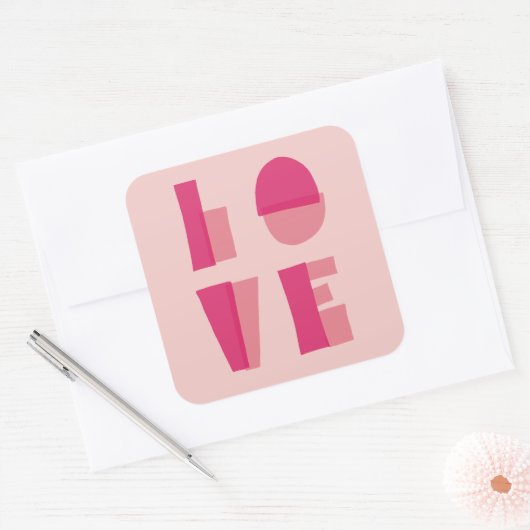 Moderne Liefde Typografie Valentijnsdag Vierkante Sticker (Envelop)
