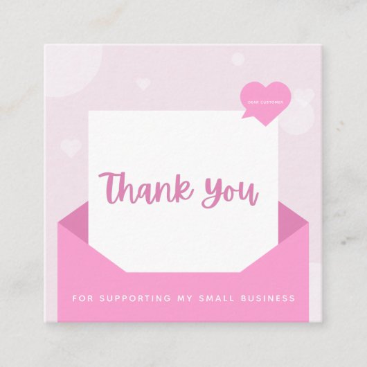 Moderne liefdesbrief — envelop voor klanten bedank vierkante visitekaartje (Voorkant)