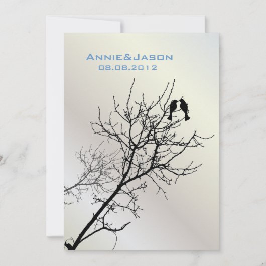 moderne liefdesvogels - bruiloft in rustisch land kaart (Voorkant)