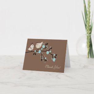 Moderne Liefdesvogels Bruiloft Thank You Kaart