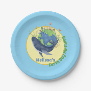 Moderne Lieve Verjaardag Aarde Dag Blauwe Walvis Papieren Bordje
