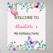 Moderne lieveheersbeestje vlinder gradiënt bloem v poster (Voorkant)