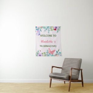 Moderne Lieveheersbeestje Vlinder kleurrijke bloem Wandkleed