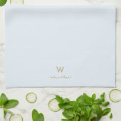 Moderne Light Dusty Blue Gold Script-monogram Theedoek (Gevouwen)