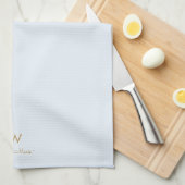 Moderne Light Dusty Blue Gold Script-monogram Theedoek (Quarter Fold)