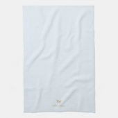 Moderne Light Dusty Blue Gold Script-monogram Theedoek (Verticaal)