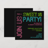 Moderne Lights Sweet 16 Anniversaire Invitation (Devant / Derrière)