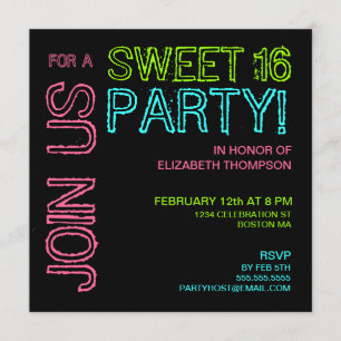 Moderne Lights Sweet 16 Anniversaire Invitation