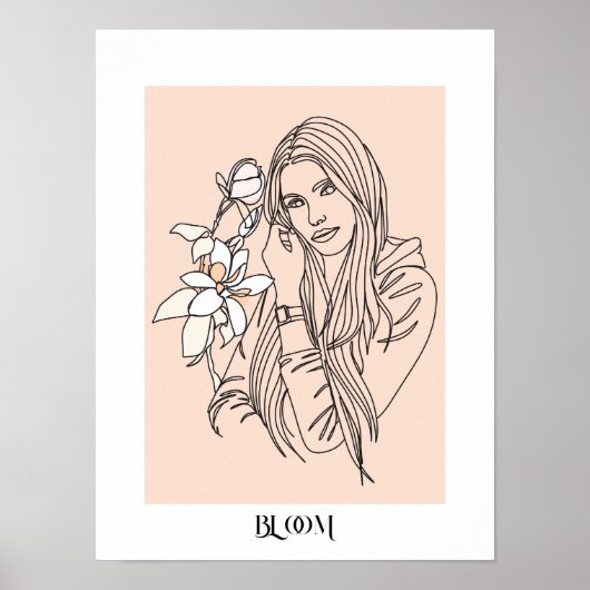 Moderne ligne simple Art Noir, Boho Chic Poster (Devant)