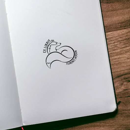 Moderne Lijn Kunst Fox Bibliotheek Ex Libris Boek Rubberstempel