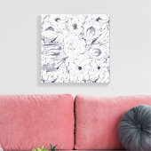 Moderne lijn kunsthand getekend Floral Girly Desig Canvas Afdruk (Insitu (Woonkamer))