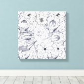 Moderne lijn kunsthand getekend Floral Girly Desig Canvas Afdruk (Insitu (Houten vloer))