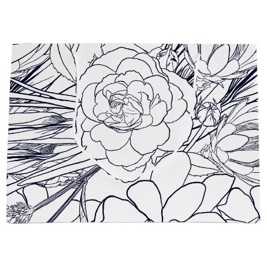 Moderne lijn kunsthand getekend Floral Girly Desig Groot Cadeauzakje (Voorkant)