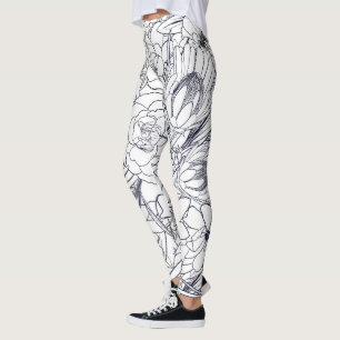 Moderne lijn kunsthand getekend Floral Girly Desig Leggings