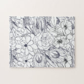 Moderne lijn kunsthand getekend Floral Girly Desig Legpuzzel (Horizontaal)