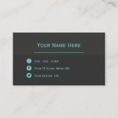 Moderne lijnen Aqua en Koolstof met QR-code Visitekaartje (Achterkant)