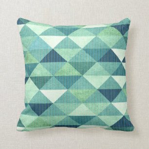 Moderne lijnen geometrisch blauwgroen kussen