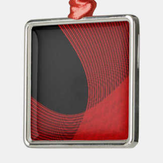 Moderne lijnen Rood en Zwart Metalen Ornament