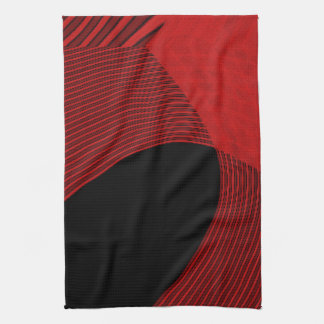 Moderne lijnen Rood en Zwart Theedoek