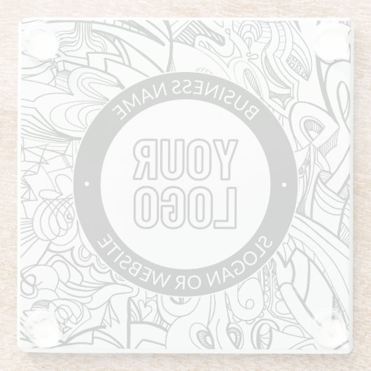 Moderne lijnillustraties en uw Logo met bewerkbare Glazen Onderzetter (Achterkant)