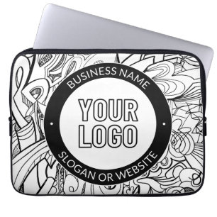 Moderne lijnillustraties en uw Logo met bewerkbare Laptop Sleeve