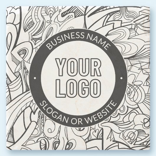 Moderne lijnillustraties en uw Logo met bewerkbare Stenen Onderzetter