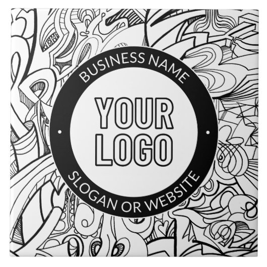 Moderne lijnillustraties en uw Logo met bewerkbare Tegeltje (Voorkant)