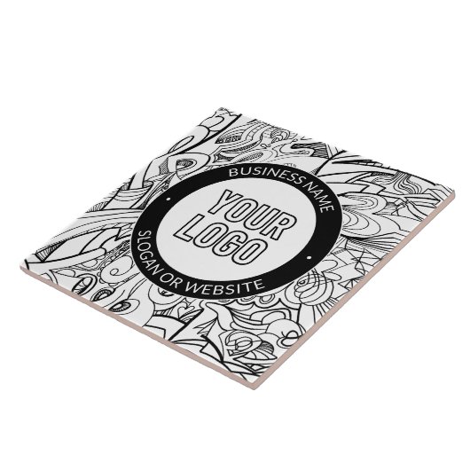 Moderne lijnillustraties en uw Logo met bewerkbare Tegeltje (Zijkant)