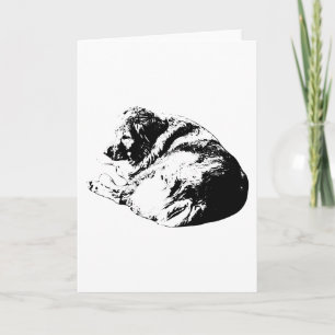 Moderne lijnkunst Hond deelt zachte vakantiehart Kaart