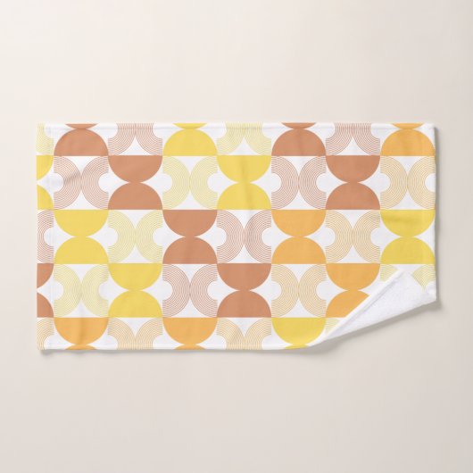 Moderne lijnkunst Middelste eeuw bruin en geel Bad Handdoek (Handdoek)